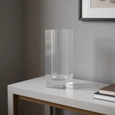Hivvago 10" Clear Square Glass Table Vase In Red