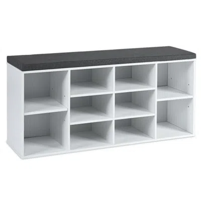 Hivvago 10-cube Organizer Shoe Storage Bench With Cushion For Entryway-white