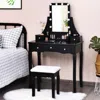 Hivvago 10 Dimmable Light Bulbs Vanity Dressing Table With 2 Dividers And Cushioned Stool-black
