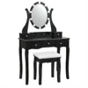 Hivvago 10 Dimmable Lights Vanity Table Set With Lighted Mirror And Cushioned Stool-black