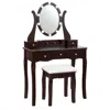 Hivvago 10 Dimmable Lights Vanity Table Set With Lighted Mirror And Cushioned Stool-coffee