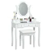 Hivvago 10 Dimmable Lights Vanity Table Set With Lighted Mirror And Cushioned Stool-white
