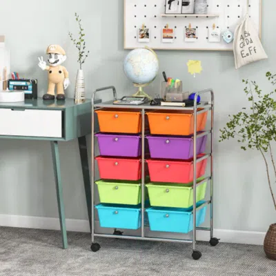 Hivvago 10-drawer Rolling Storage Cart-deep Multicolor