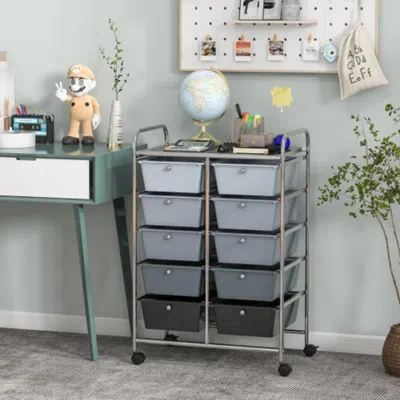 Hivvago 10-drawer Rolling Storage Cart-gray