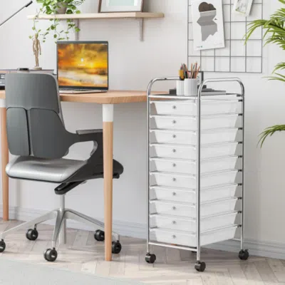 Hivvago 10 Drawer Rolling Storage Cart Organizer With 4 Universal Casters-clear