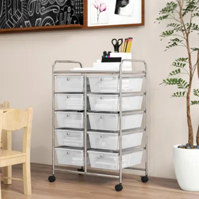 Hivvago 10-drawer Rolling Storage Cart-transparent