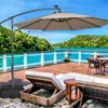 Hivvago 10 Feet Cantilever Umbrella With 32 Led Lights And Solar Panel Batteries-beige