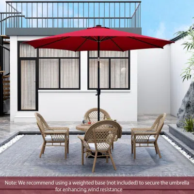 Hivvago 10 Feet Patio Umbrella With 112 Solar Lights And Crank Handle-wine