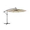 Hivvago 10 Feet Solar Offset Hanging Umbrella With 40 Lamp Beads And Solar Panel