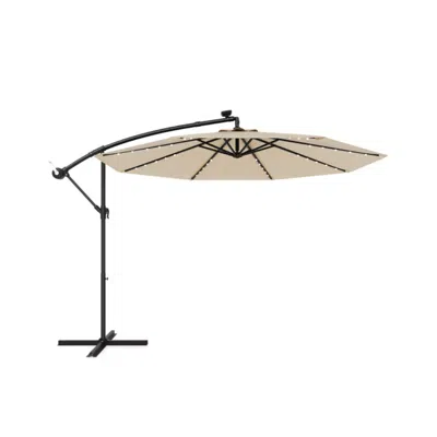 Hivvago 10 Feet Solar Offset Hanging Umbrella With 40 Lamp Beads And Solar Panel In Neutral