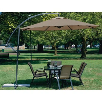 Hivvago 10 Foot Mocha Offset Patio Canopy Umbrella Rotates 360 Degrees In Gold