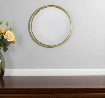 Hivvago 10" Gold Round Iron Textured Framed Accent Mirror