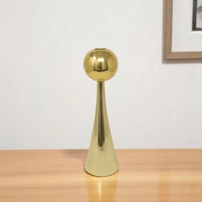 Hivvago 10" Gold Stainless Steel Tabletop Taper Candlestick