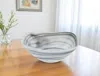 Hivvago 10" Gray And White Alabaster Glass Square Salad Bowl In Gray