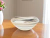 Hivvago 10" Gray Taupe And White Alabaster Glass Square Salad Bowl In White