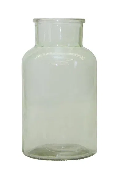 Hivvago 10" Green Round Glass Table Vase