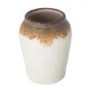 Hivvago 10" Ivory And Brown Ceramic Round Jug Vase In White