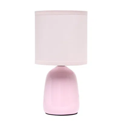 Hivvago 10" Light Pink Ceramic Round Table Lamp With Light Pink Drum Shade