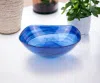 Hivvago 10" Modern Soft Square Blue Swirl Glass Bowl In Blue