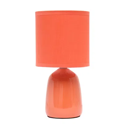 Hivvago 10" Orange Ceramic Round Table Lamp With Orange Drum Shade