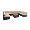 Hivvago 10 Piece Outdoor Wicker Conversation Set With Seat And Back Cushions In Neutral