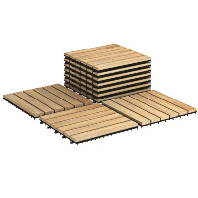 Hivvago 10 Pieces 12 X 12 Inch Acacia Wood Interlocking Tile Flooring
