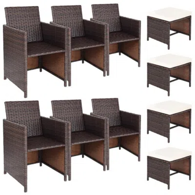 Hivvago 10 Pieces Outdoor Patio Dining Set In Brown