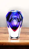 Hivvago 10" Purple Cylinder Crystal Glass Table Vase In Multi