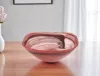 Hivvago 10" Red And White Alabaster Glass Square Salad Bowl In Pink