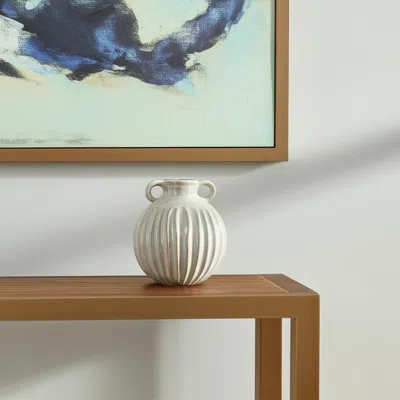 Hivvago 10" Sage And Gray Round Ceramic Table Vase In Neutral