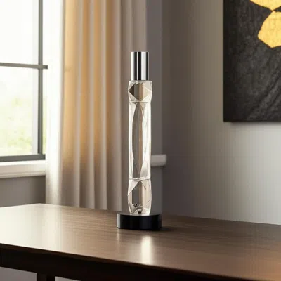 Hivvago 10" Silver Clear And Black Faceted Crystal Tabletop Taper Candlestick