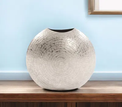 Hivvago 10" Silver Cylinder Aluminum Table Vase