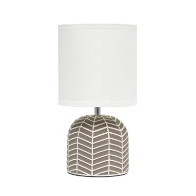 Hivvago 10" Taupe Ceramic Round Table Lamp With White Drum Shade