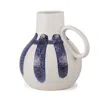 Hivvago 10" White And Blue Abstract Amphora Ceramic Jug Vase In Blue