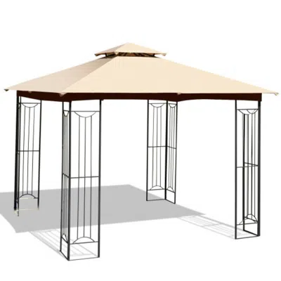 Hivvago 10 X 10 Feet L-shaped Patio Canopy Gazebo Outdoor 2-tier Steel Tent-gray