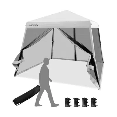 Hivvago 10 X 10 Feet Pop Up Canopy With With Mesh Sidewalls And Roller Bag-white