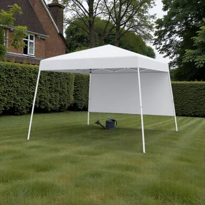 Hivvago 10 X 10 Ft Easy Assembly Outdoor Canopy With One Wall And Portable Carry Bag In White