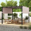 Hivvago 10 X 10 Ft Flat Top Pergola With Retractable Canopy For Garden Pool Porch And Backyard-beige