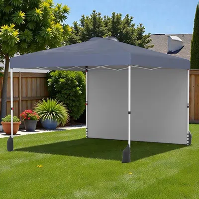 Hivvago 10 X 10 Ft Quick Assembly Outdoor Canopy With One Wall And Wheeled Carry Case In Gray