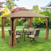 Hivvago 10 X 12 Feet Gazebo Replacement Top With Air Vent And Drainage Holes-brown