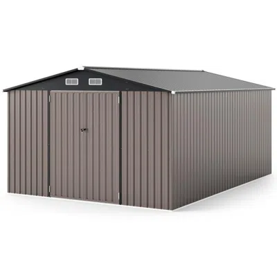 Hivvago 10 X 14 Ft Outdoor Storage Shed With Improved Windproof Metal Structure-gray