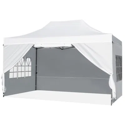 Hivvago 10 X 14 Ft Pop Up Canopy Tent Outdoor Patio Commercial Sunshade Shelter In White