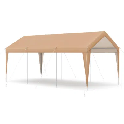 Hivvago 10 X 20 Feet Patio Heavy Duty All-weather Carport-without Sidewall In Gold