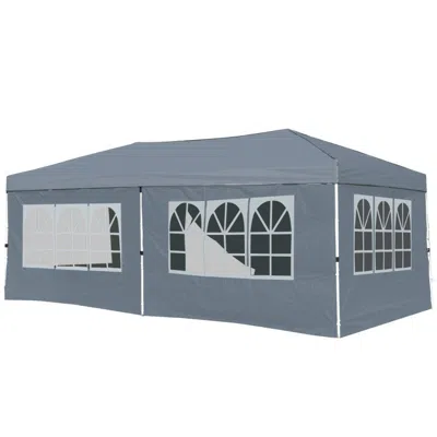 Hivvago 10 X 20 Feet Pop Up Canopy Tent Instant Setup With 6 Sidewalls In Gray
