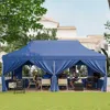 Hivvago 10 X 20 Ft Pop Up Canopy With 6 Sidewalls And Windows And Carrying Bag For Party Wedding Picnic-whit