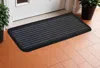 Hivvago 10" X 30" Gray Synthetic Fiber Striped Outdoor Door Mat In Black