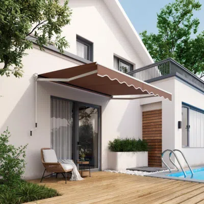 Hivvago 10 X 8.2 Feet Retractable Awning With Easy Opening Manual Crank Handle-brown