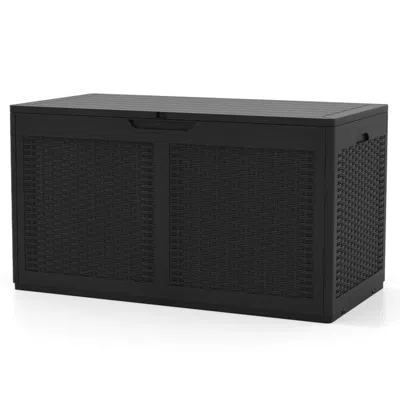 Hivvago 100 Gallon Resin Deck Box Outdoor Waterproof Storage Bench In Black