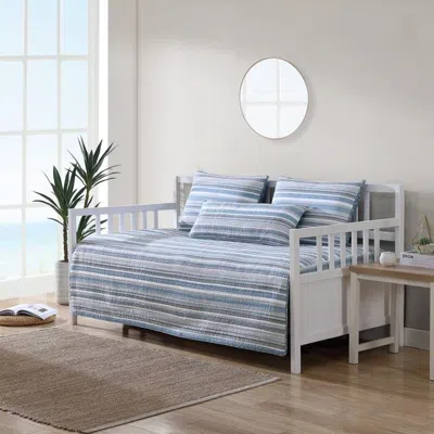 Hivvago 100-percent Cotton Blue White Grey Nautical Stripes 4 Piece Daybed Cover Set