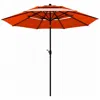 Hivvago 10ft 3 Tier Patio Umbrella Aluminum Sunshade Shelter Double Vented Without Base-tan